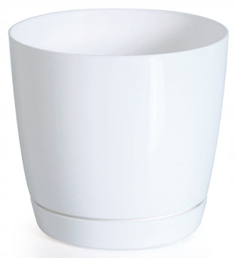 Doniczka BIAŁA 13,5cm osłonka z podstawką CLICK+DROP SYSTEM PRODUKT POLSKI Marka Prosperplast