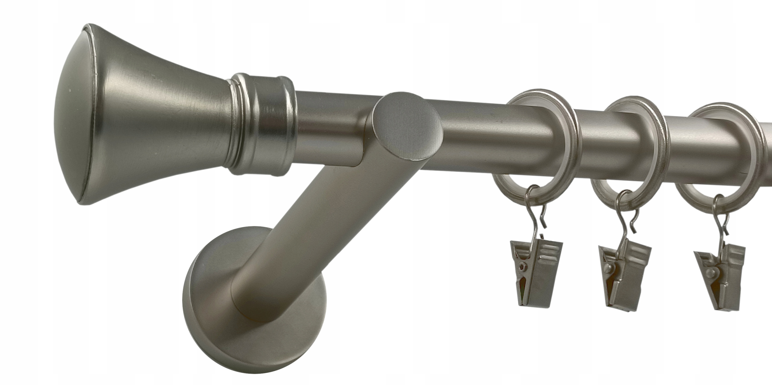 Garnýž kovový nástěnný Jednoduchý stříbrný Saténový 19 mm 300 cm Monaco