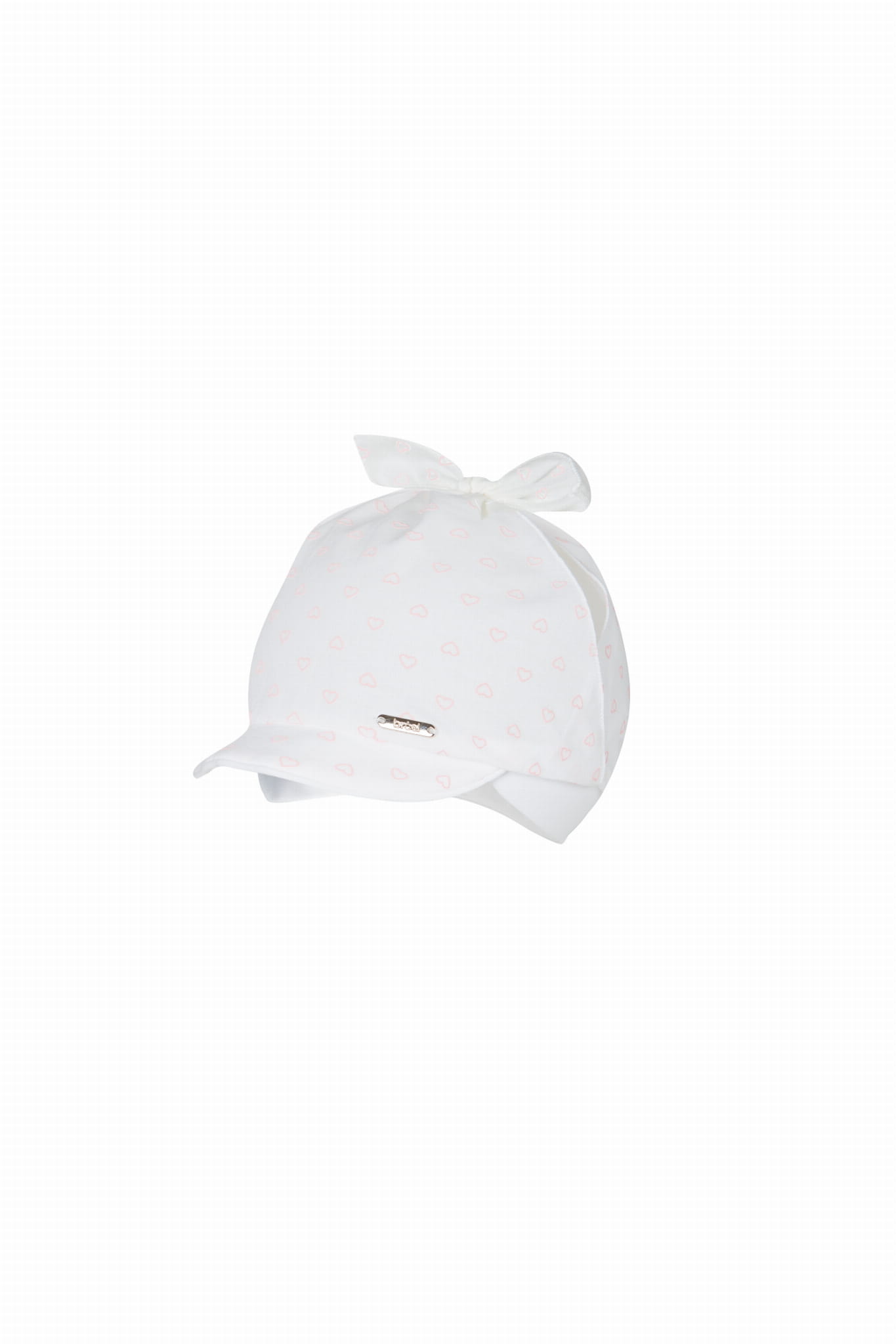 Dievčenská čiapka BROEL FLAVIA biela s ružovým srdiečkom