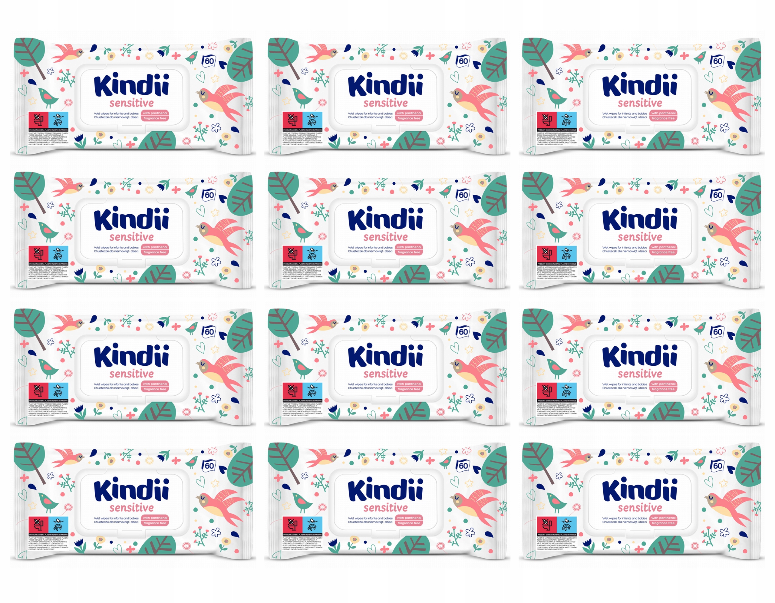 KINDII Салфетки Влажные Sensitive 12x10 шт