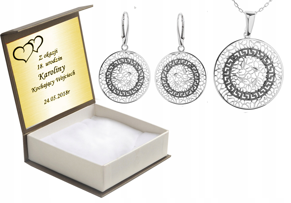 

Komplet Biżuterii Ażurowe Kółka Z Greckim Wzorem