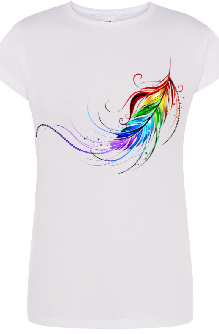 

Pióro Kolorowe Damski Modny T-Shirt Rozm.S