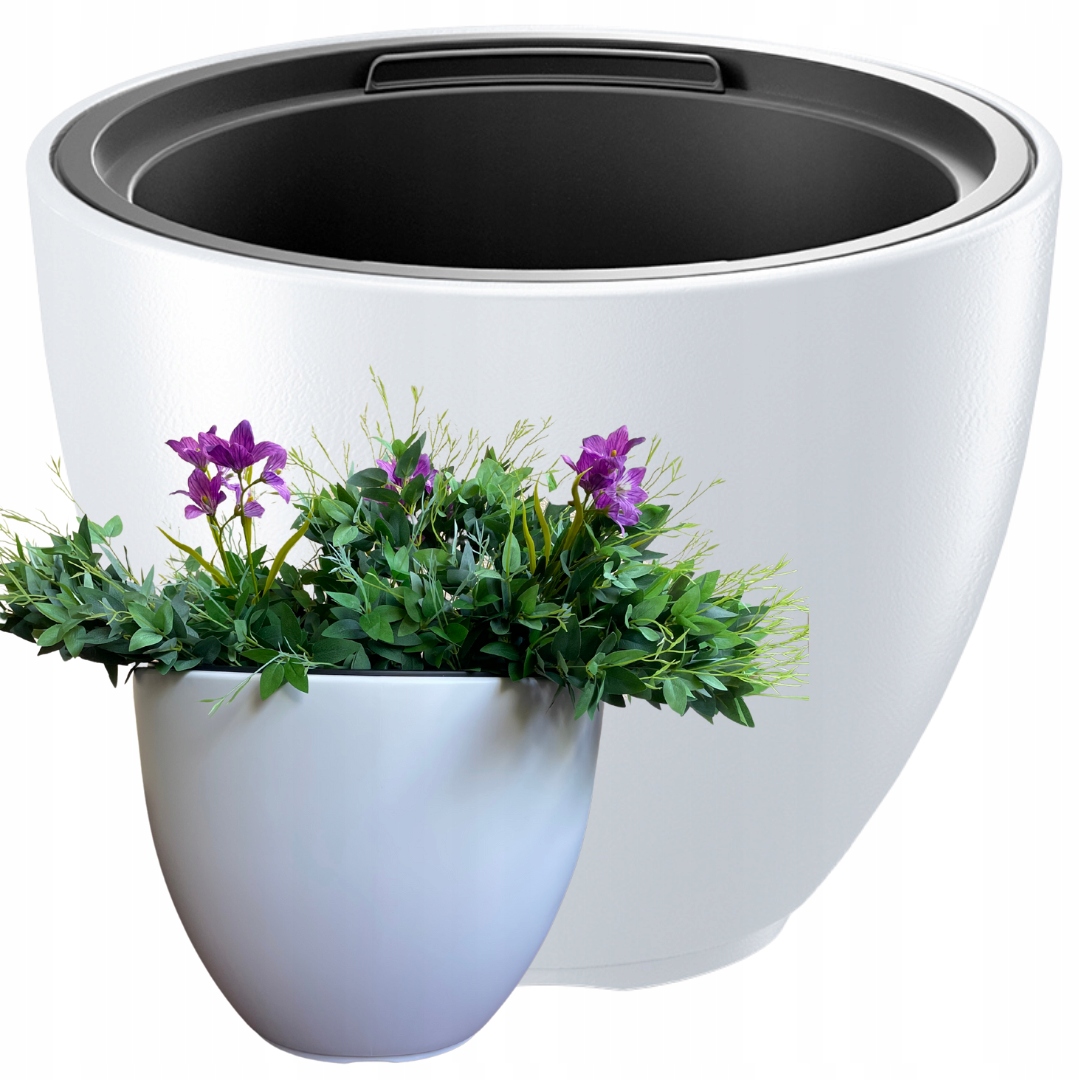 Donica duża 57 cm mrozoodporna okrągła biała taras balkon