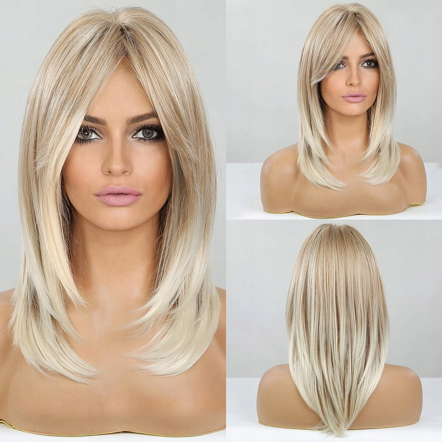 Haircube – Paruka v barvě světlé blond, syntetická s ofinou
