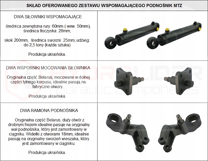 PROFESJONALNY ZESTAW WSPOMAGAJACY PODNOSNIK MTZ 80 Part number 1 08 00 003