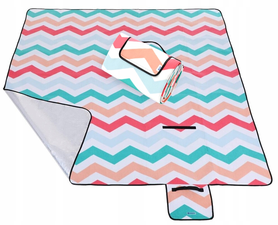 Koc Piknikowy z Uchwytem Izolacja Folia Termiczna Plażowy Mata 200x200cm Długość (cm) 200