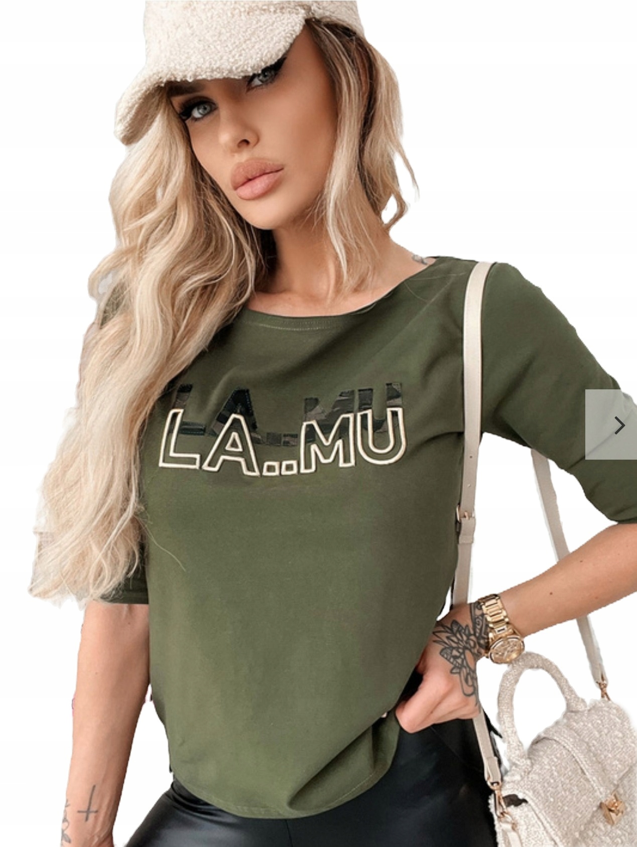 La..mu halenka zlatá výšivka maskáčový Fall Fusiaon basic khaki zelená M/L-2