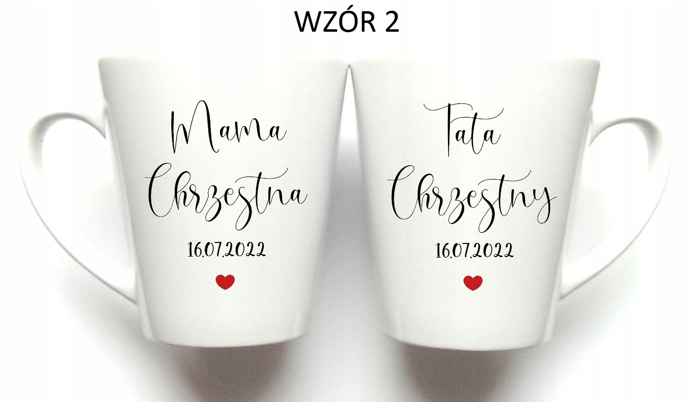 Podziękowania dla rodziców chrzestnych 2 kubki Marka inna