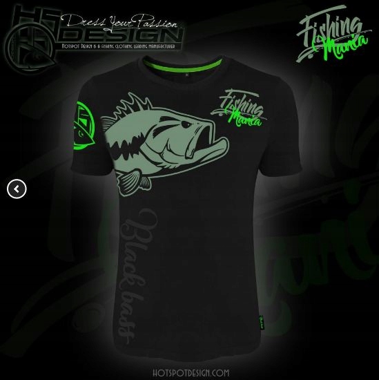 Černé tričko Bass Fishing Mania – Hotspot Design – velikost XL