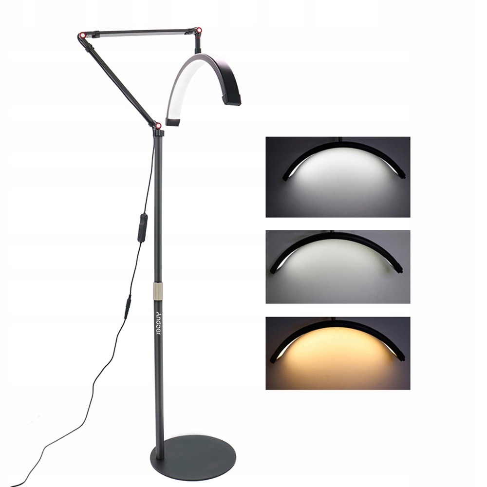 Lampa podłogowa wideo Led Andoer HD-M2X 20W Half Moon, czarna