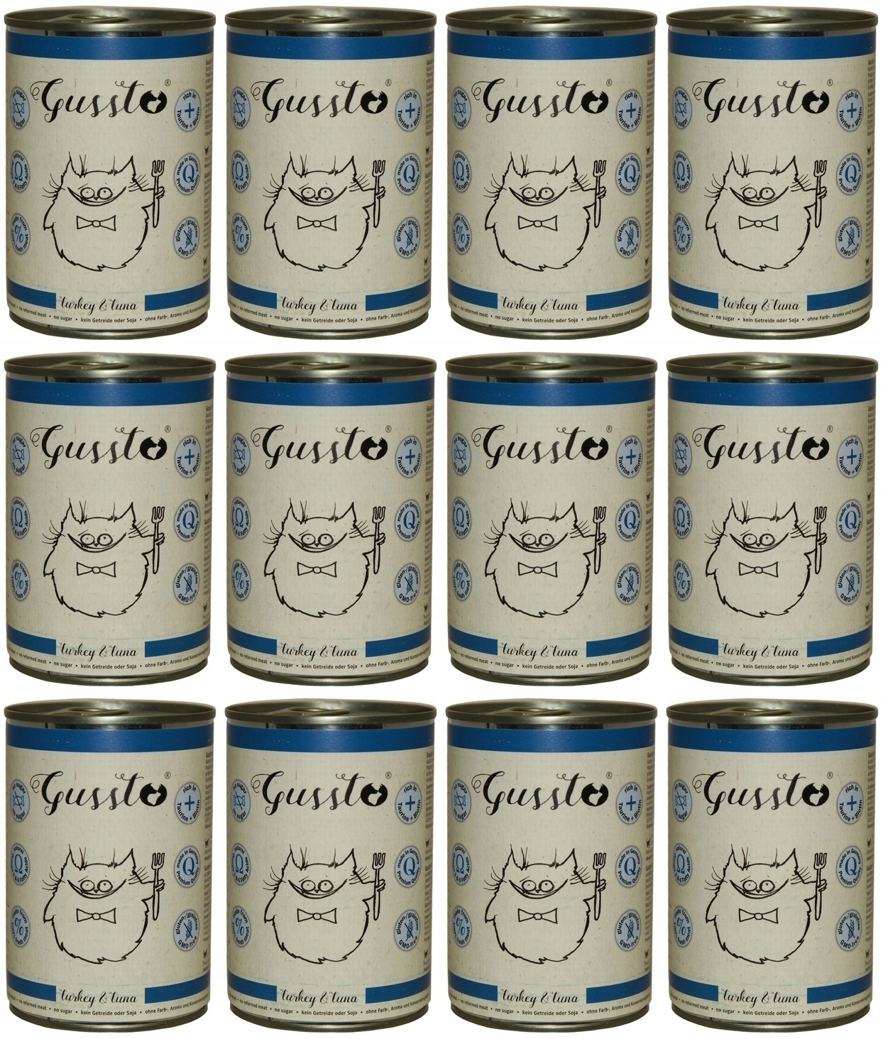 Levně Gussto Cat Čerstvé krůtí a tuňák 12 x 400 g