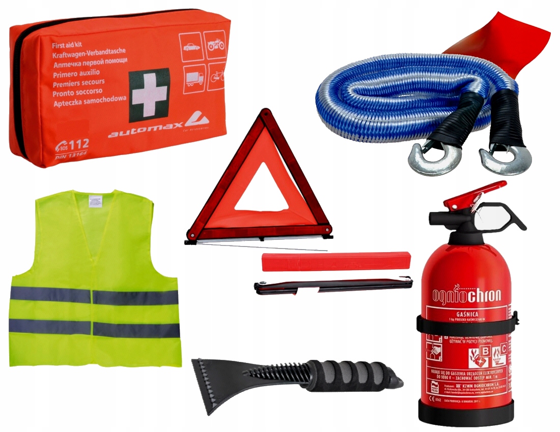 Sada Lékárnička Trojúhelník Hasicí Přístroj Lano Škrabka Kamiz