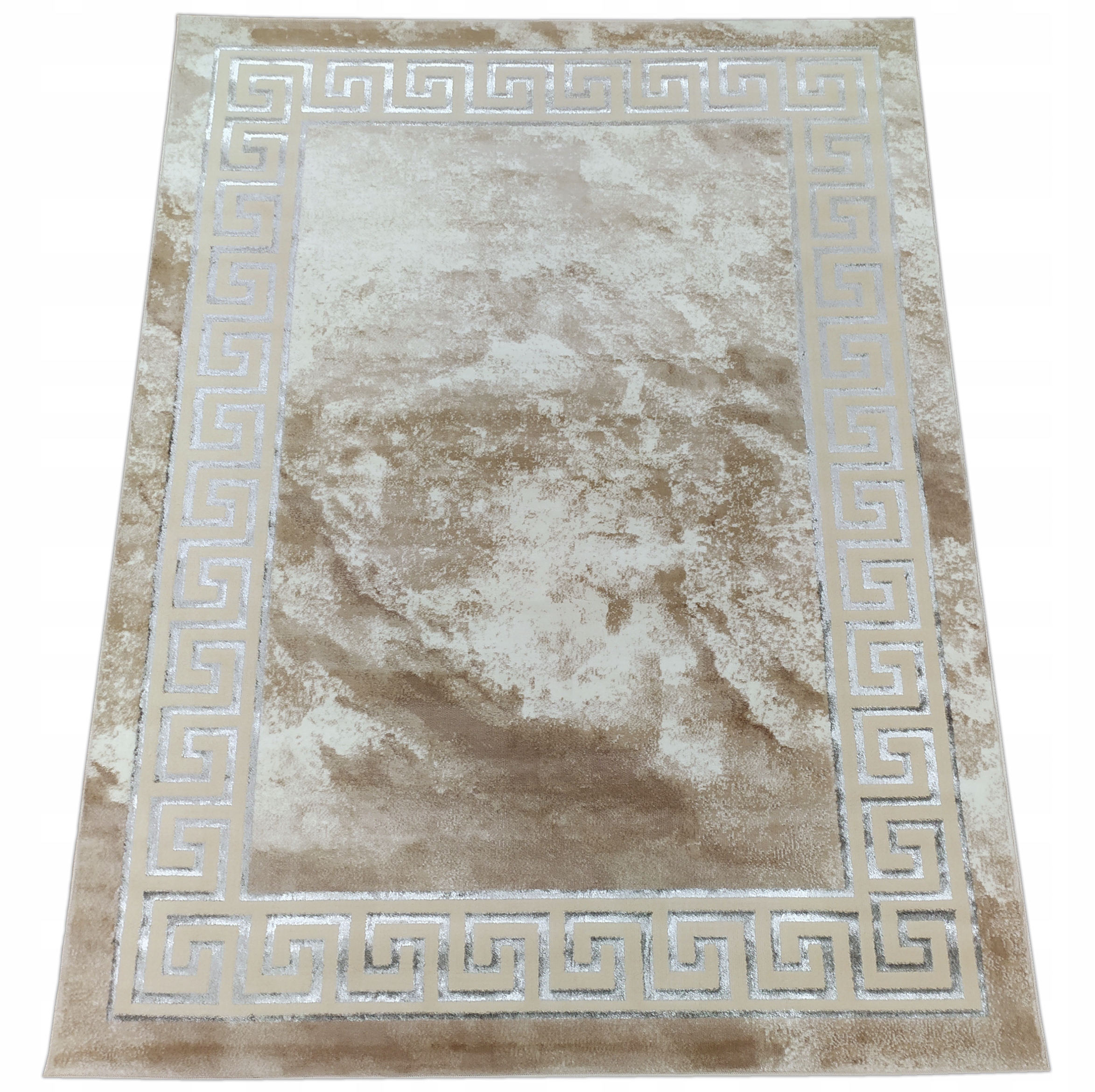 Koberec 120x180 Béžový So Striebornou Lesklou Niťou