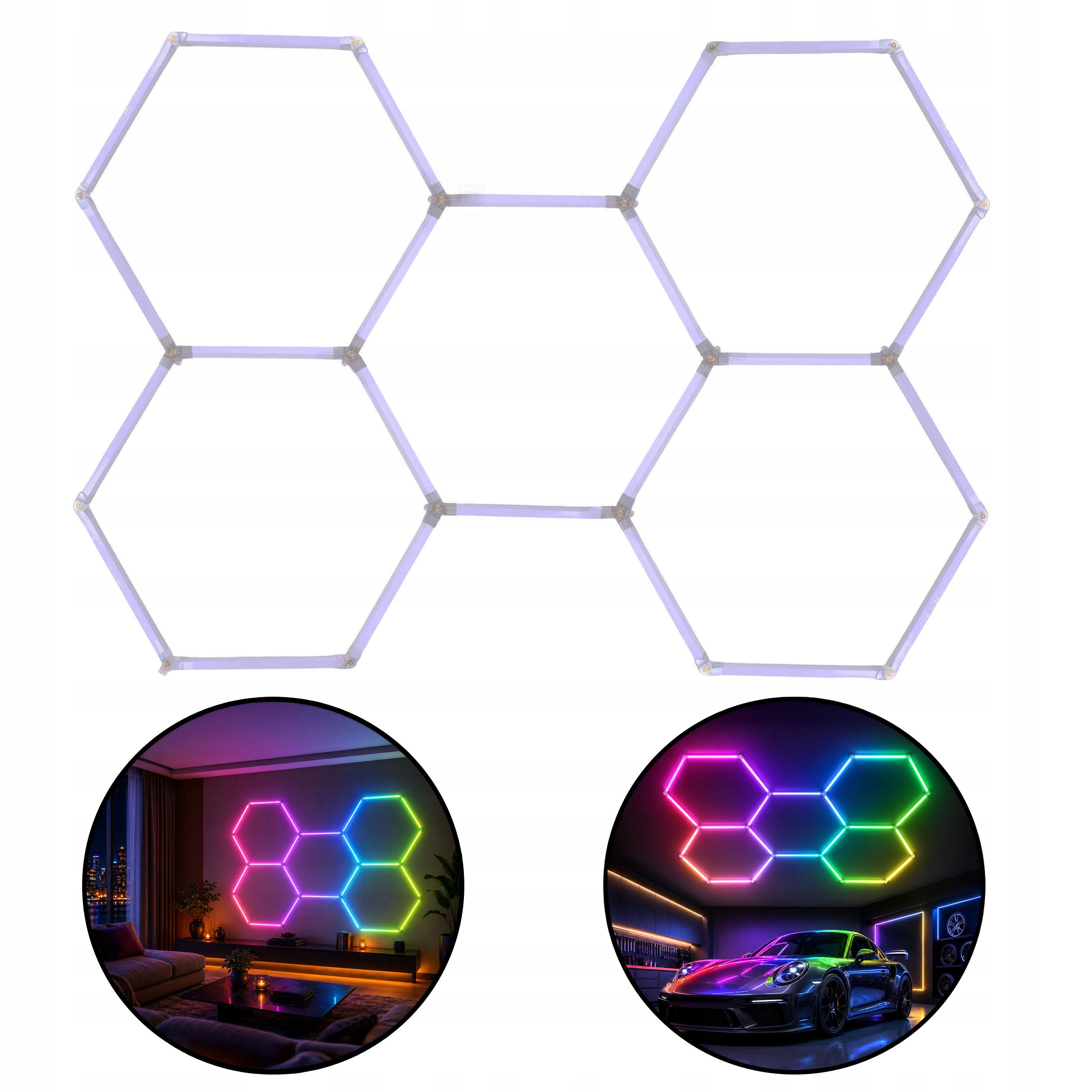 Led Lampa Hexagon Rgb 280W 1900K-9000K Modulárny Stropný Panel Garáž