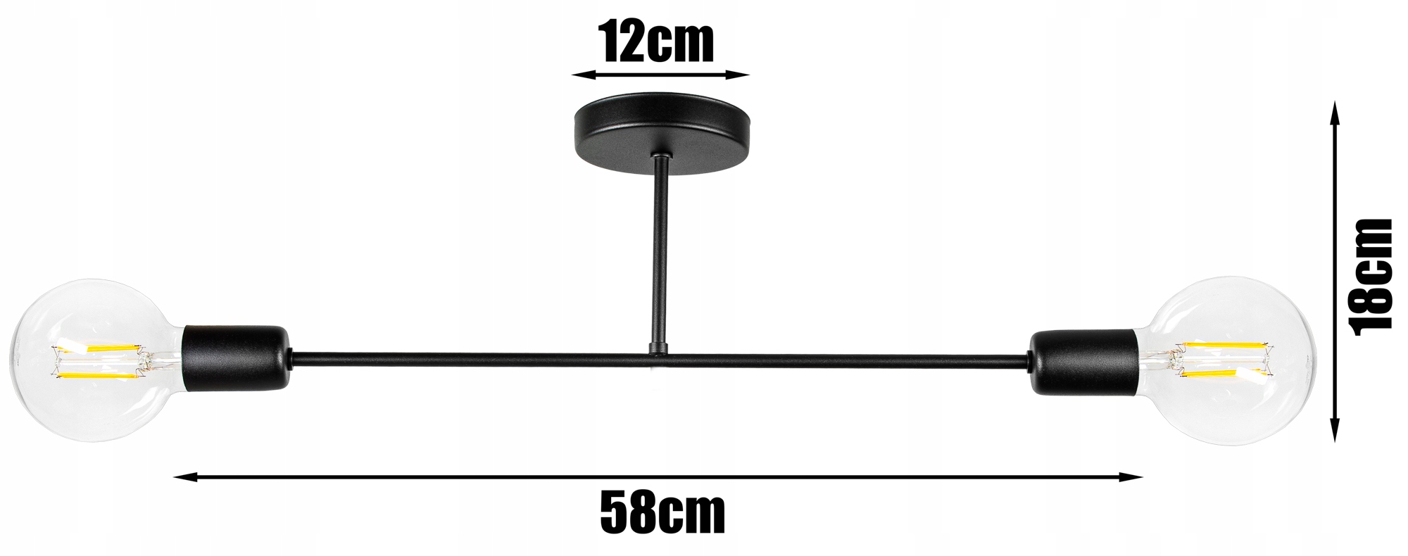 LAMPA SUFITOWA PLAFON ŻYRANDOL LOFT EDISON LED Kolor czarny