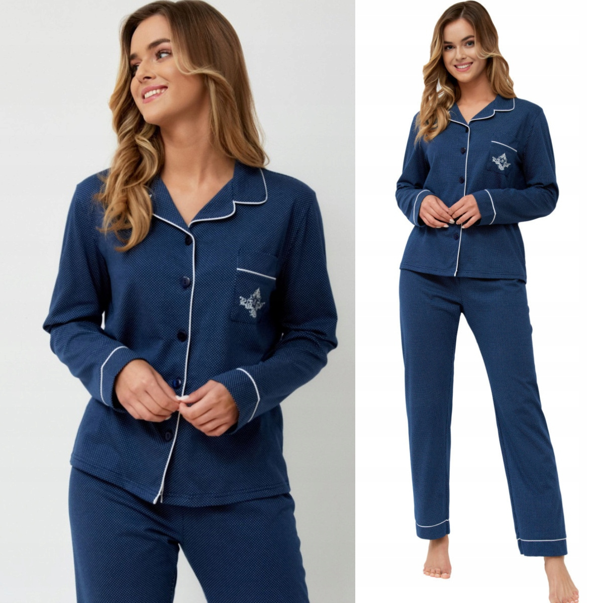 Dámské rozepínací pyžamo s košilovou horní částí M-max Leveza Marina 794 XL