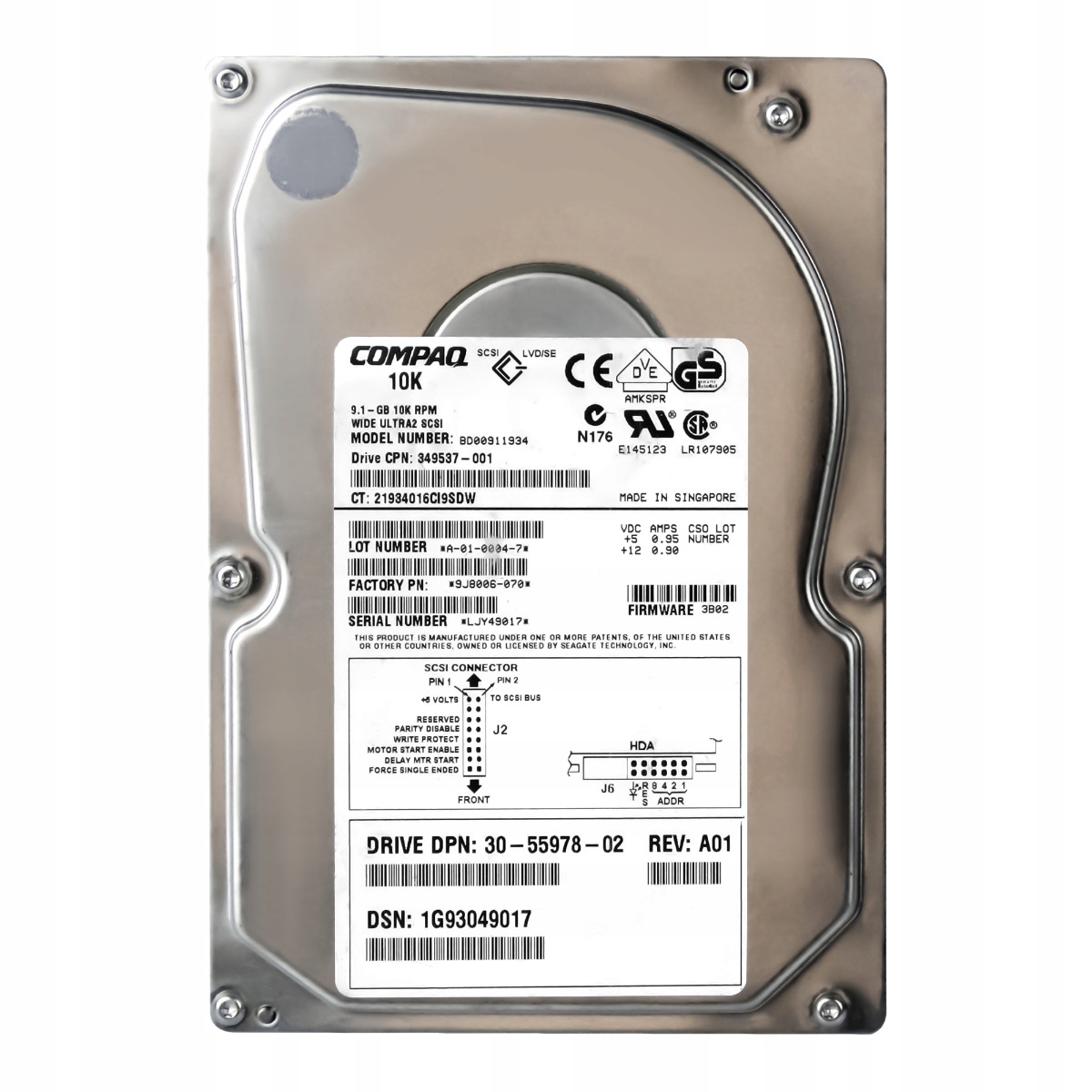 Compaq 349537-001 9.1GB 10K Scsi Ultra2 3.5'' BD00911934