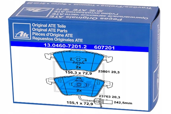 13.0460-7201.2 - Тормозные колодки ATE для AUDI A6 3.0 3.2 4.2