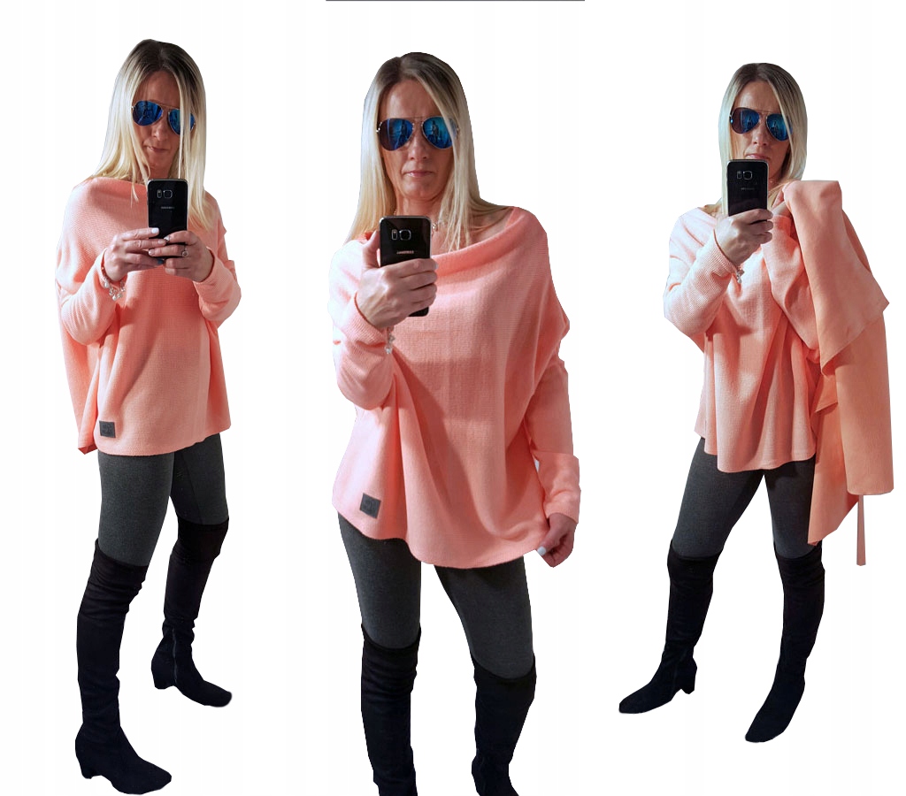 

Sweterek Oversize Tunika Sweter Wool Odkryte Ramię