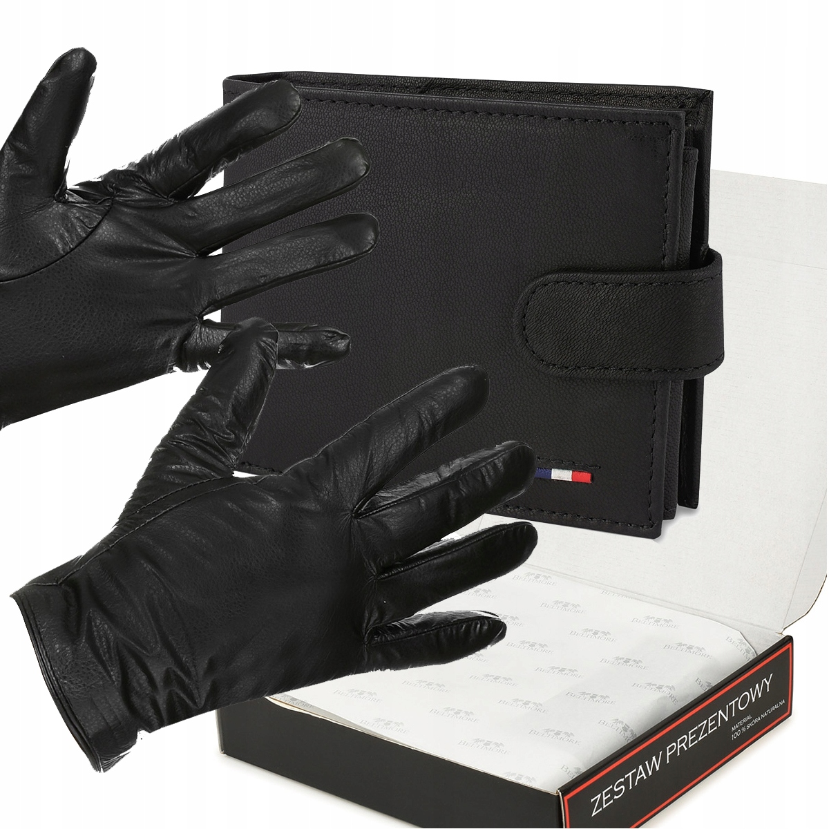 Pánské kožené rukavice, peněženka, kožená krabička Dárková sada Beltimore