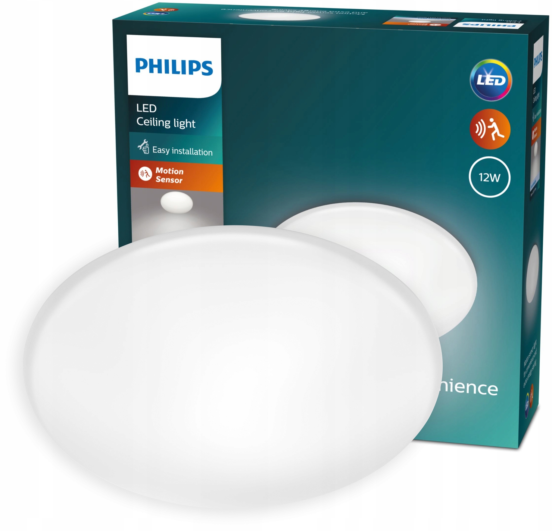 Stropní Svítidlo Led Stropní Svítidlo na omítku 12W 4000K 26 cm s pohybovým senzorem Philips