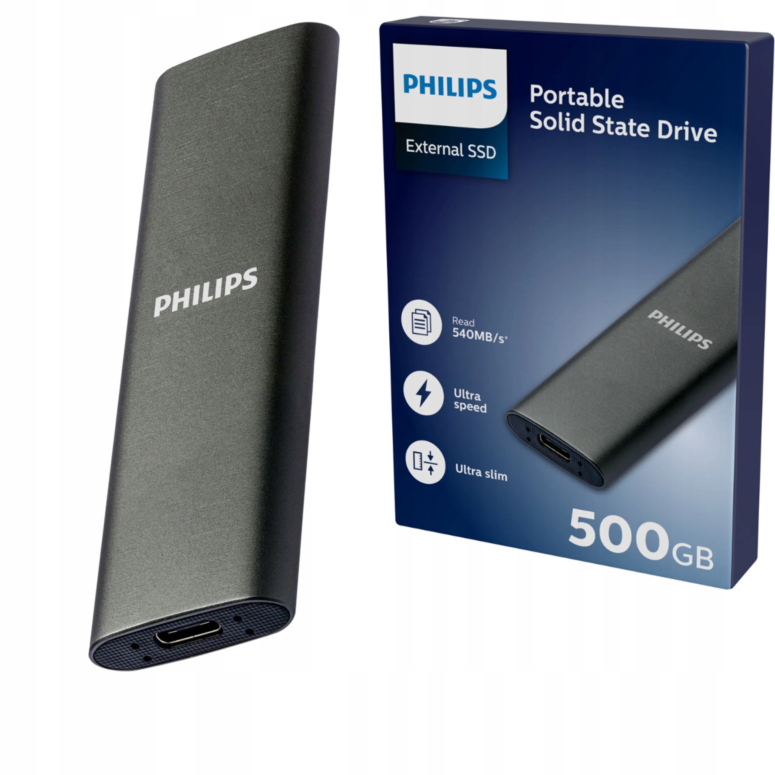 Philips Přenosný externí Ssd disk 500 Gb Ultra Slim Sata Ultra Speed