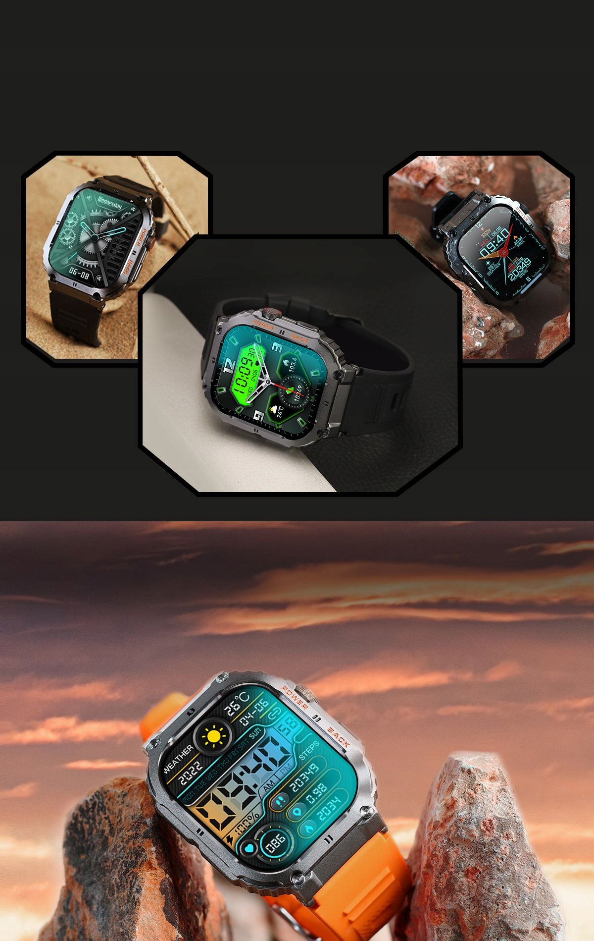 Smartwatch Gravity GT6-6 Wysokość koperty 57 mm