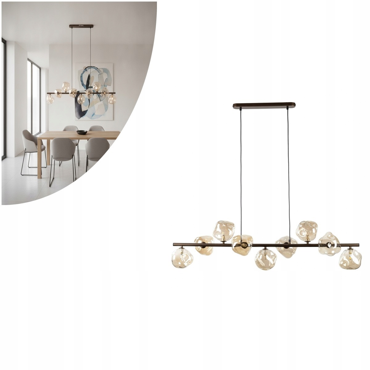 Lampa wisząca bursztynowa Lava glamour nad stół w jadalni Tk Lighting