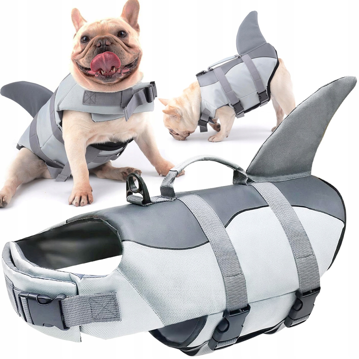 Levně Záchranná Vesta Pro Psa Popruhy Do Vody Plavání Kapok Žralok Shark L