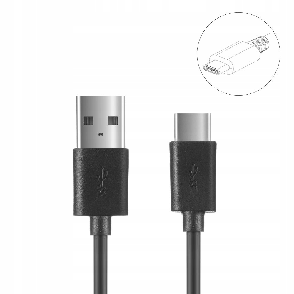 

Kabel Usb Type C 1m 2A czarny