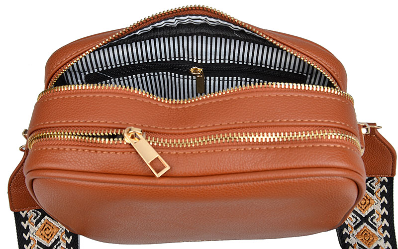 MAXFLY Torebka damska LISTONOSZKA CROSSBODY pasek Wzór dominujący bez wzoru