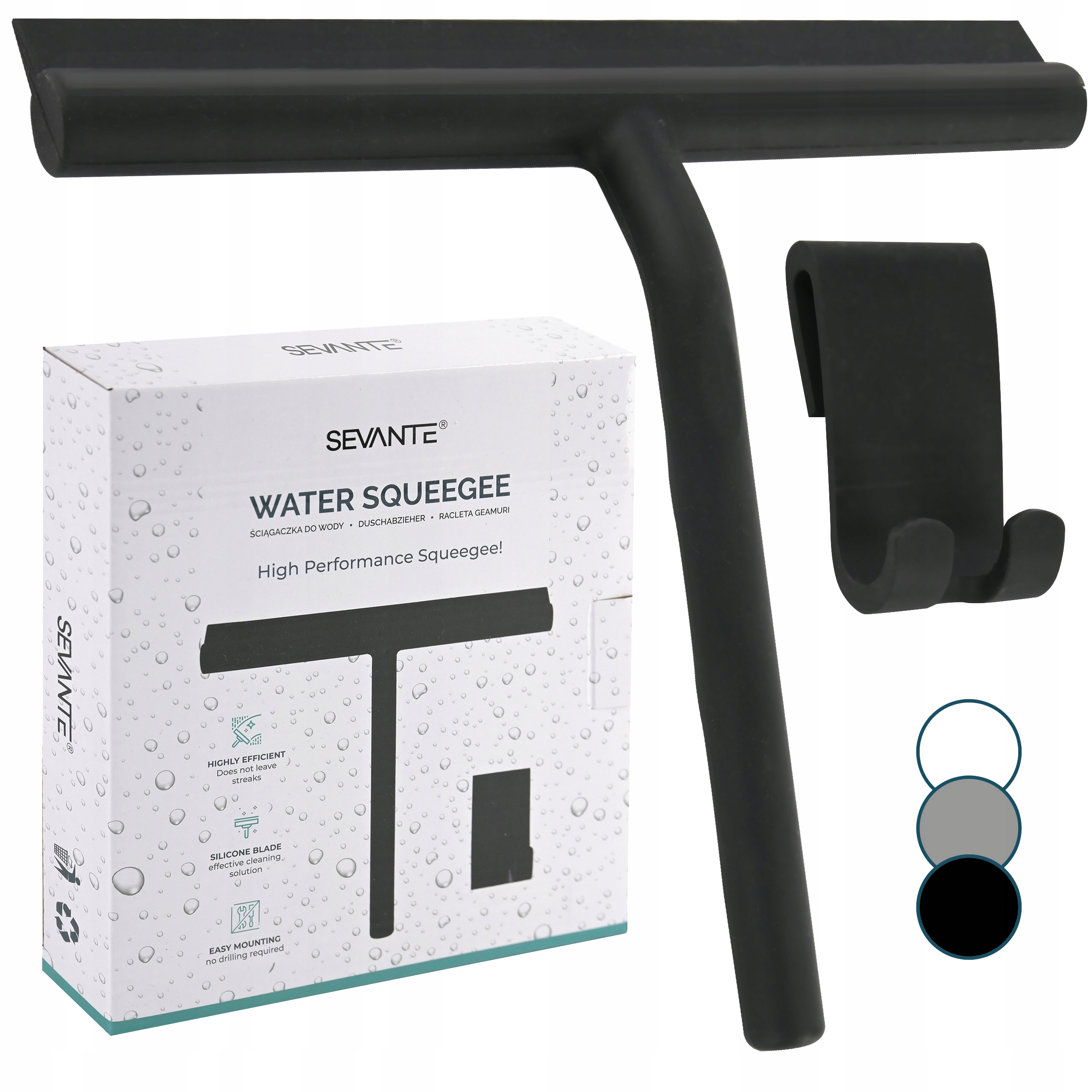 Levně Stěrka Na Vodu Do Sprchového Koutu Černá Dárek Sevante