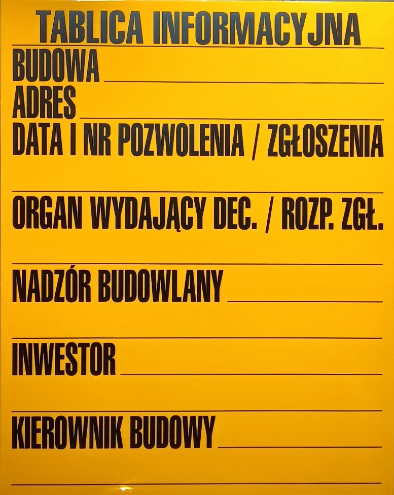 

Tablica Informacyjna Budowlana 70X90 CM. Duża