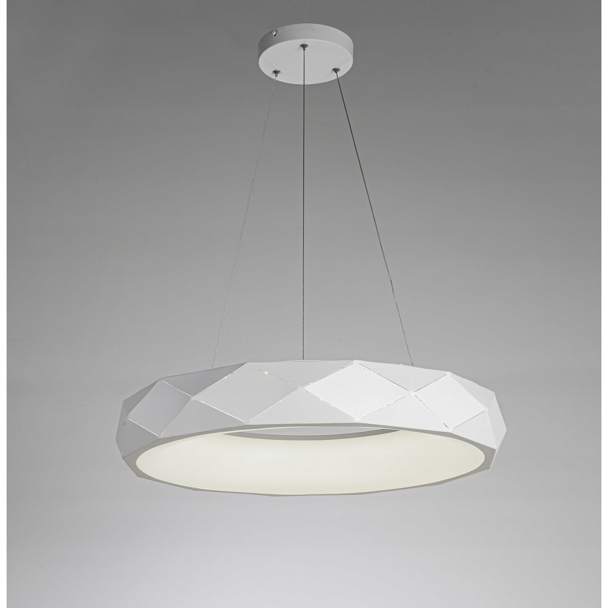 LEDová lampa Reus bílá s průsvity, ohnutá do ložnice