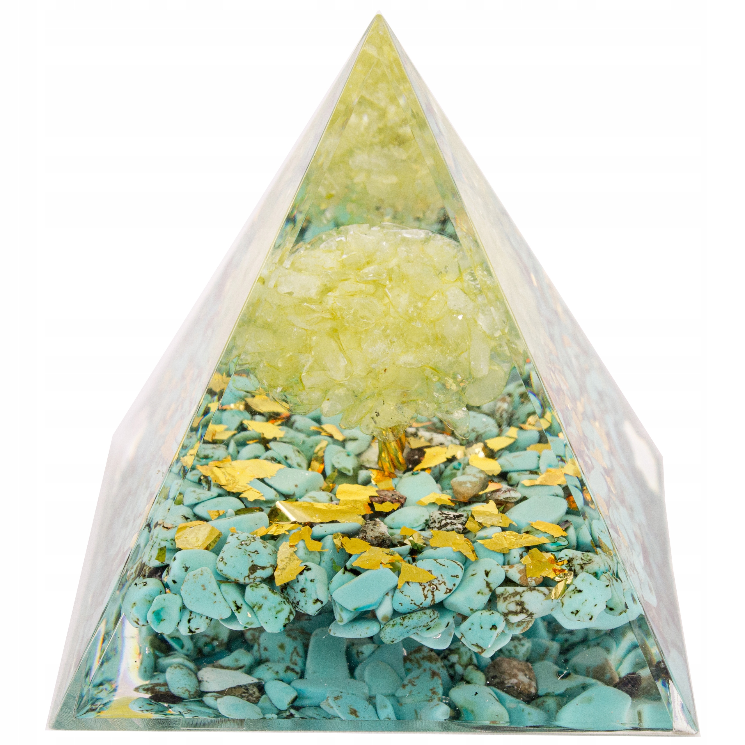 Orgonit Pyramida Citron Tyrkys Olivín Čakry Uzemnění 5 cm