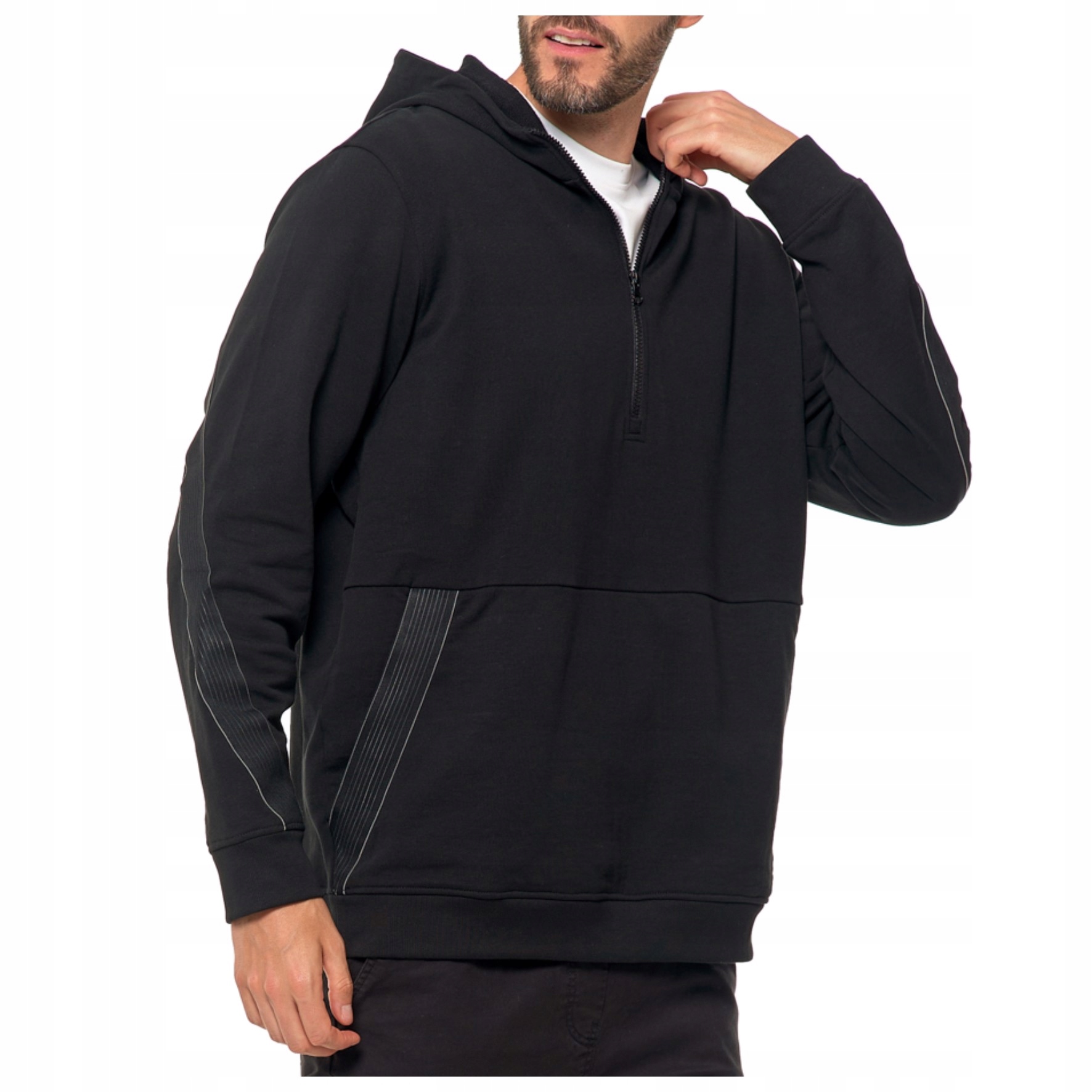 Bavlněná Pánská Mikina S Dlouhým Rukávem A Stahovací Šňůrkou Moraj Rozepínací Regular Black M