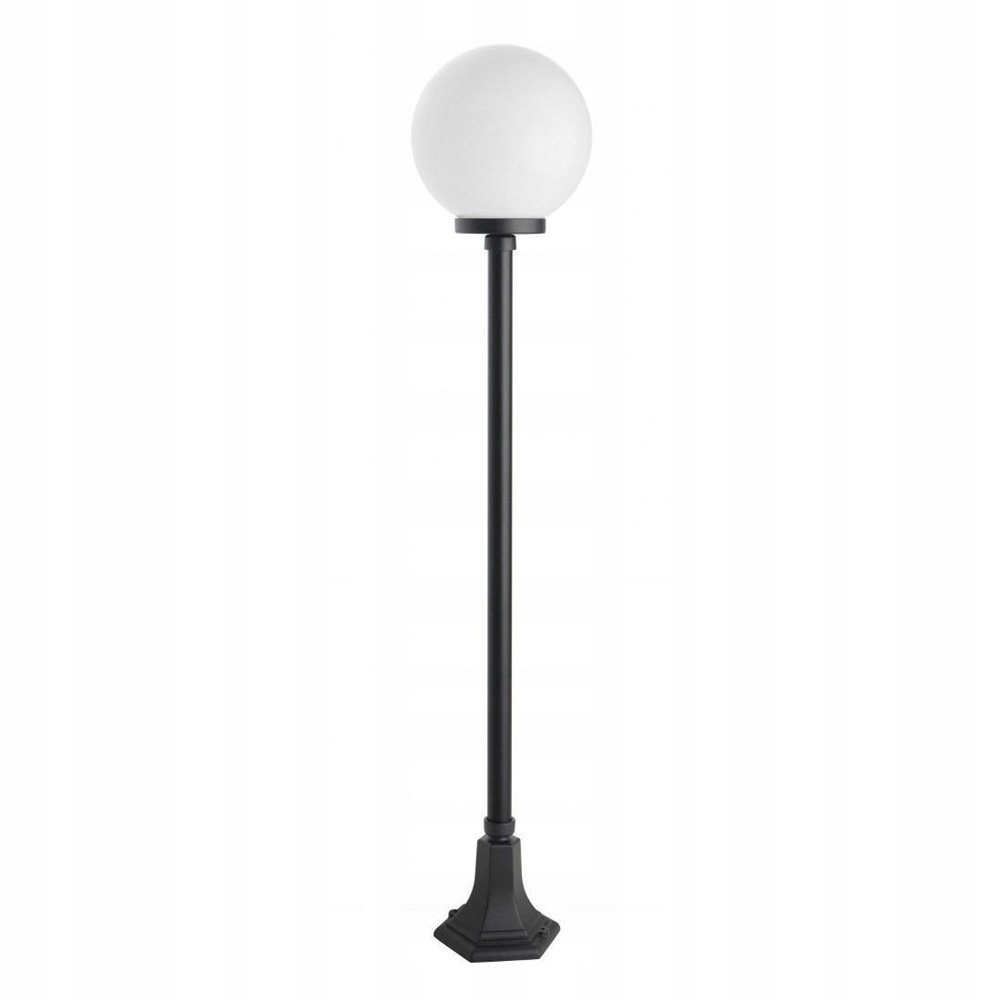 

Czarna prosta lampa ogrodowa stojąca kula 153cm