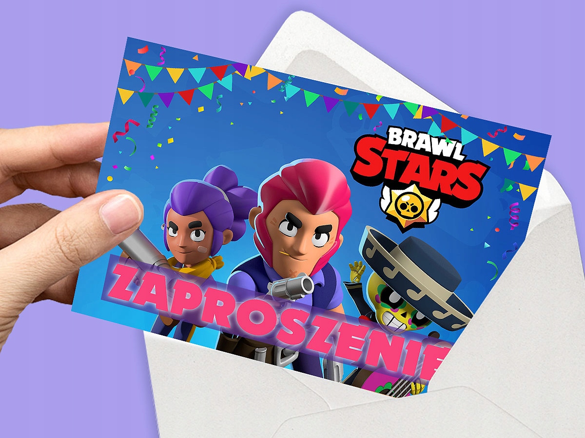 ZAPROSZENIE BRAWL STARS NA URODZINY DZIECKA + KOPERTA GRATIS Stan opakowania oryginalne