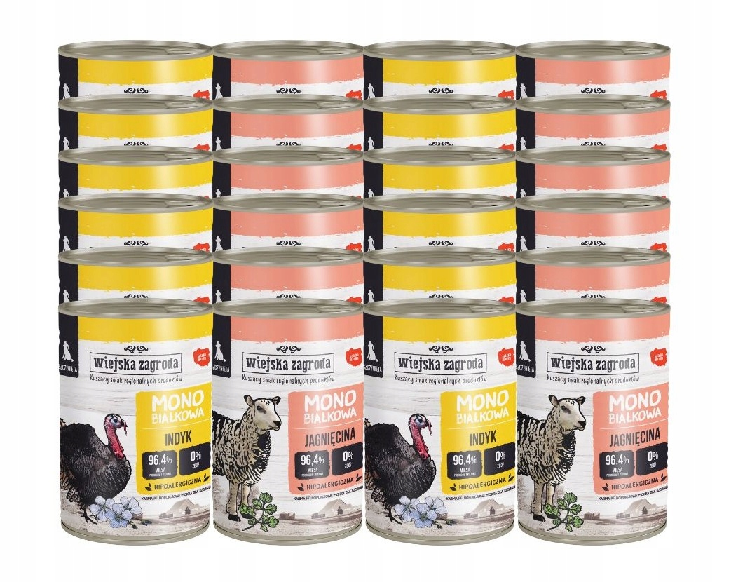 Levně Krmivo pro psy Wiejska Zagroda Monoproteinové MIX 24x400g Štěně