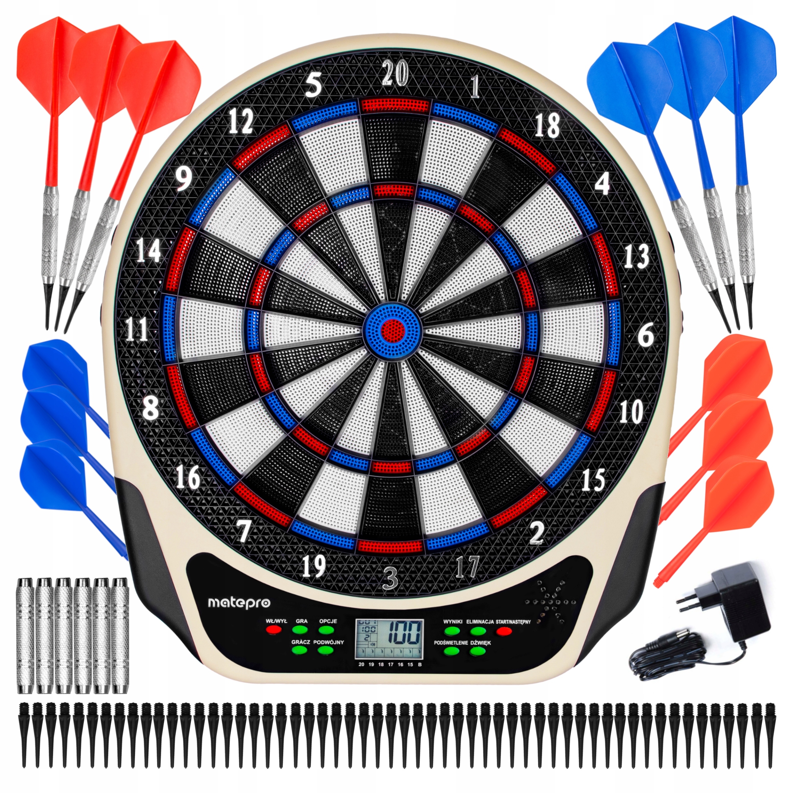 Tarcza dart elektroniczna do gry w darta rzutki lotki Matepro soft tips