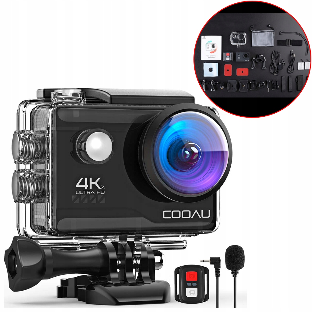 Sportovní Kamera 4K Uhd Wifi S Eis, Voděodolná, 40 M, Černá Sada