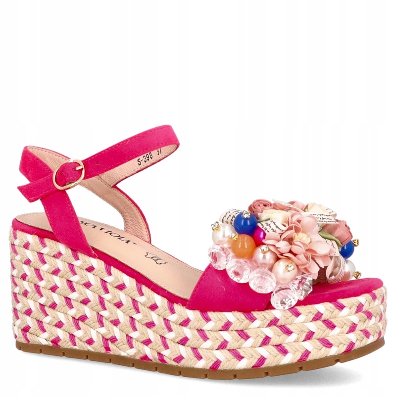 Módní sandály na klínku Scaviola S-398 Fuksja 38