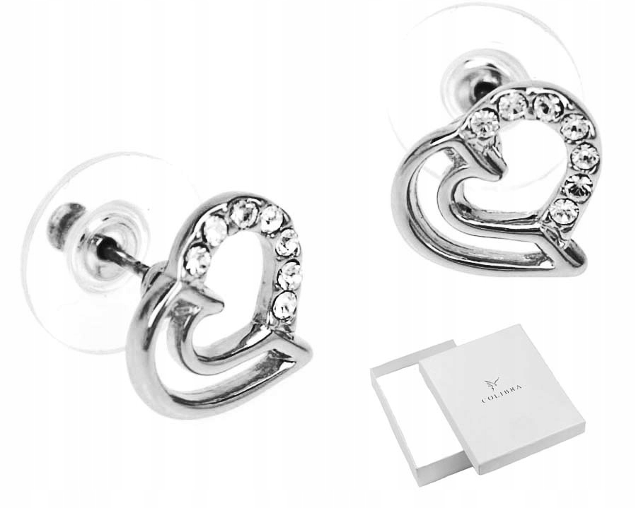 

Kolczyki Srebrne Serca Kryształy Swarovski Colibra