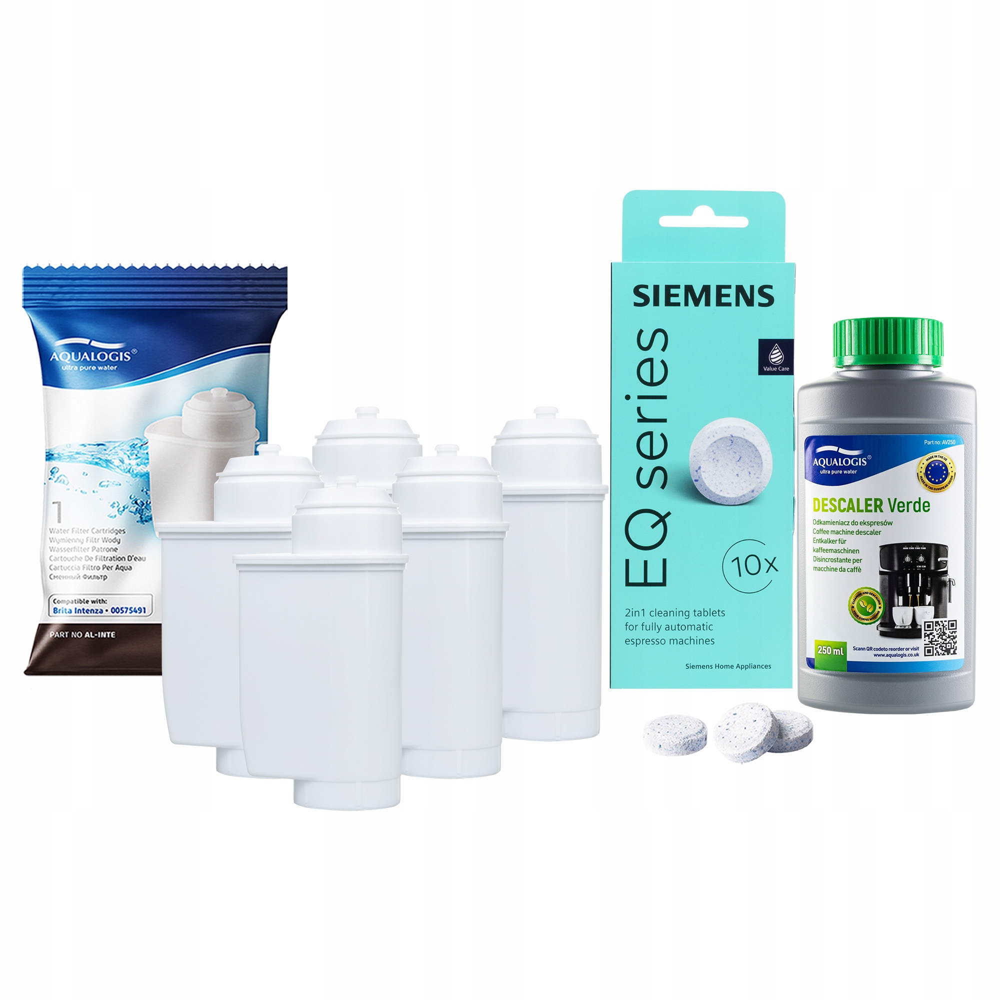 5 x filtr vody AL-Inte pro kávovar Siemens odvápňovač 250 ml tablety