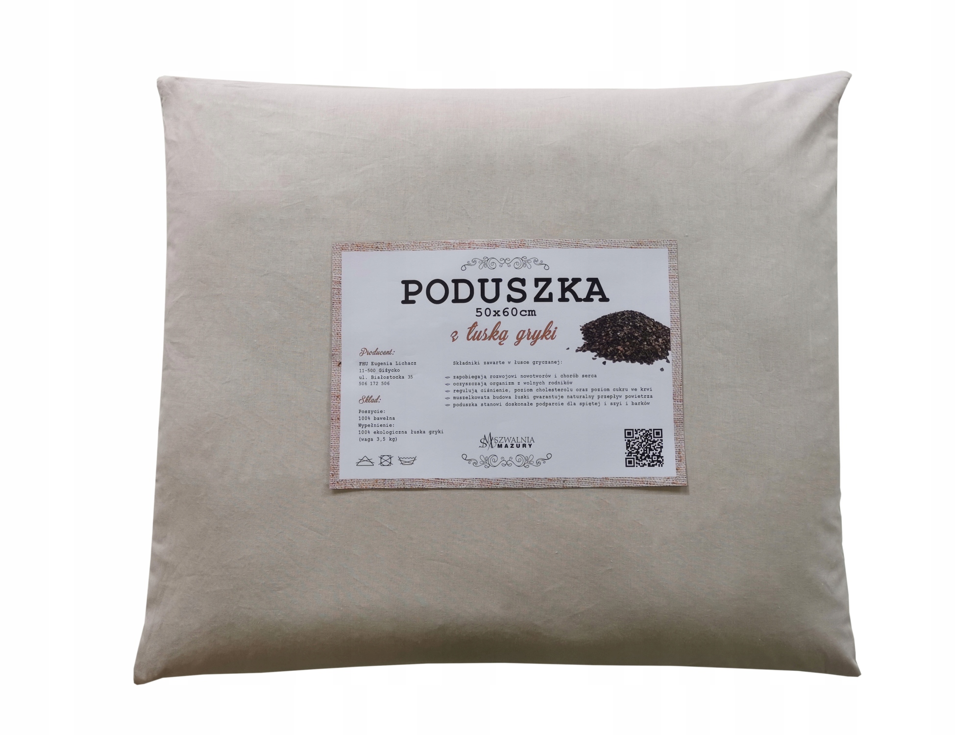 

Poduszka zdrowotna z łuską gryki 50x60 3,5 kg