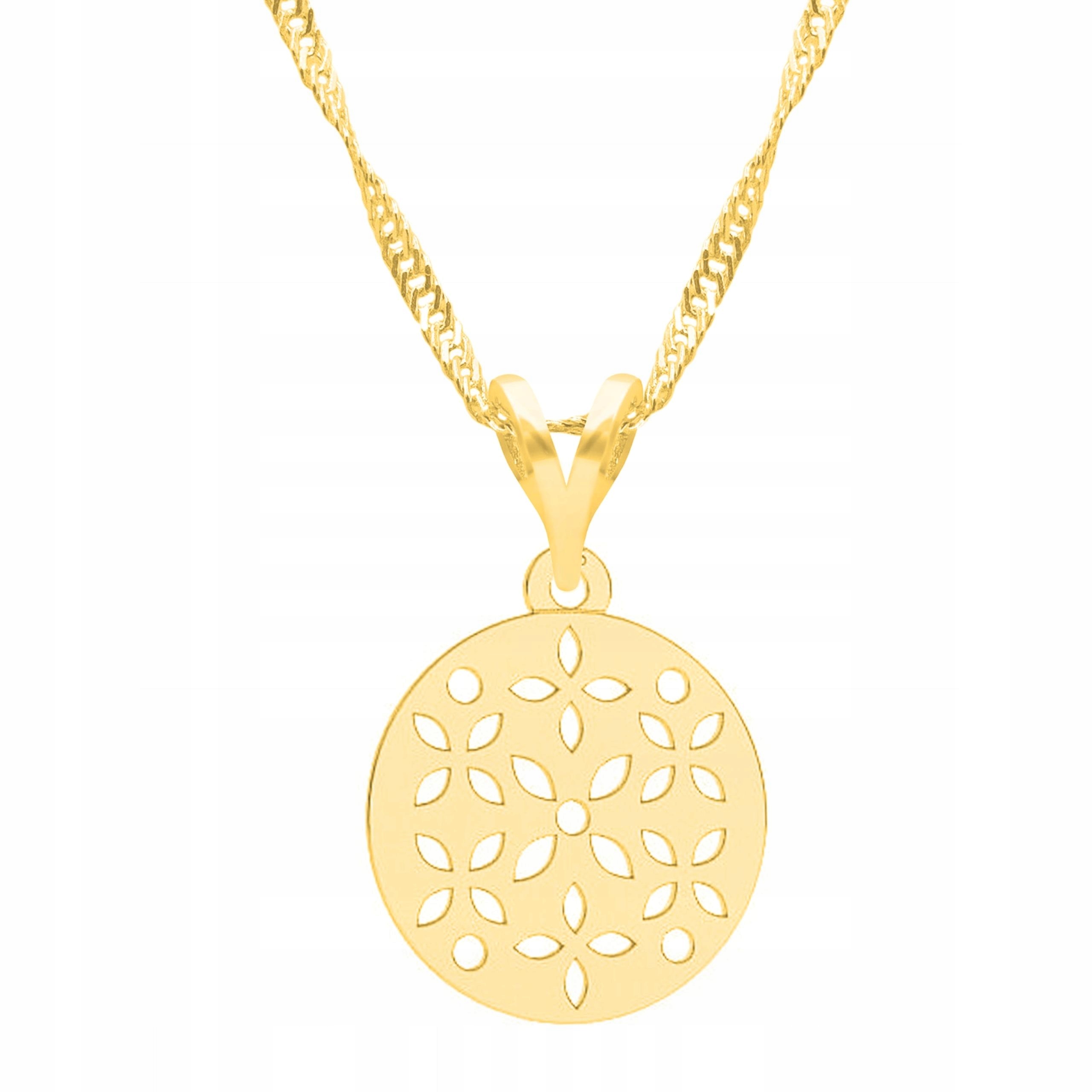 Zlatý náhrdelník s květinou Rostlina Květina Stříbro 925