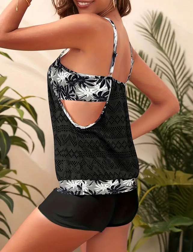 TANKINI STRÓJ KĄPIELOWY DWUCZĘŚCIOWY KOSZULKA SZORTY SPODENKI L 40 Kod producenta 6557