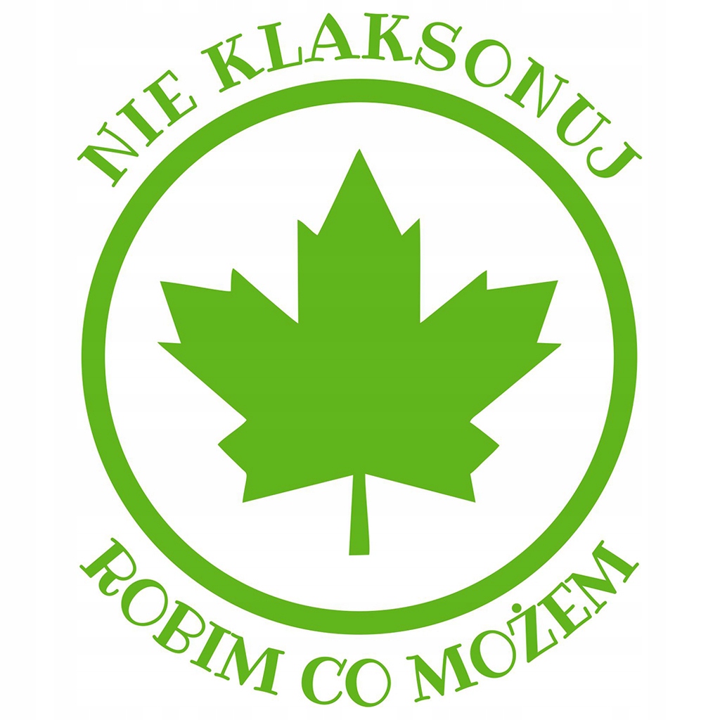 Naklejka zielony Listek Liść klonu młody początkujący kierowca 11 x 13,5 cm