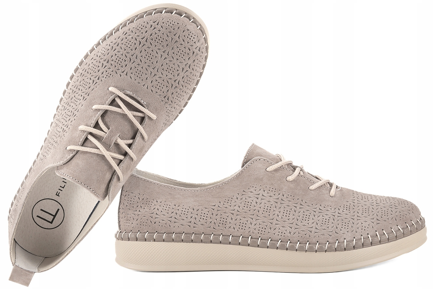Filippo DP7674 Ažurové Kožené Dámské Polobotky Casual Semišové Béžová 38