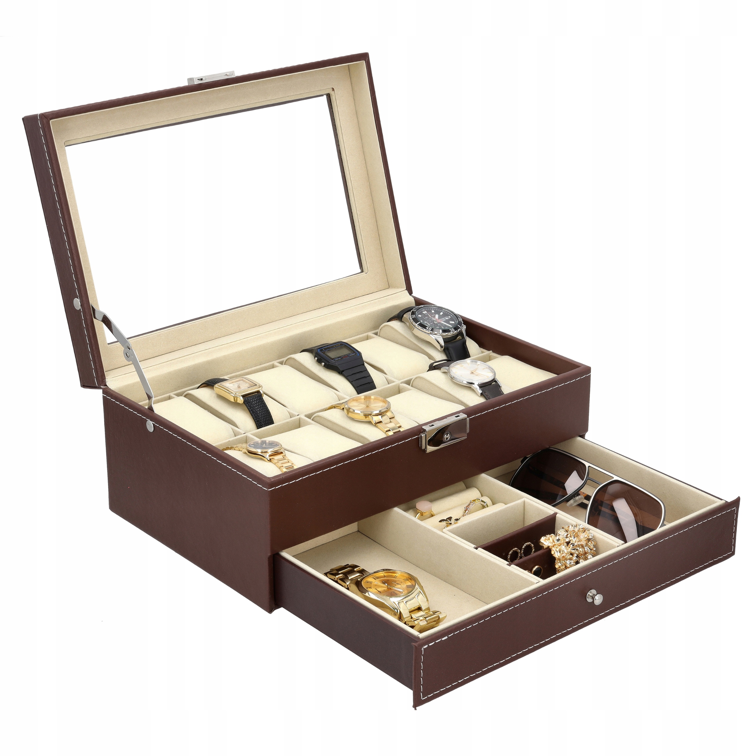 PUDEŁKO ETUI ORGANIZER SZKATUŁKA KUFER KUFEREK NA ZEGARKI PREZENT 12szt G25 Model ORGANIZER NA ZEGARKI